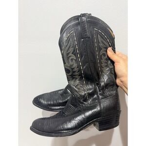 DAN POST Mens Size 10 D Black  Teju Lizard Leather Cowboy Western‎ Boots